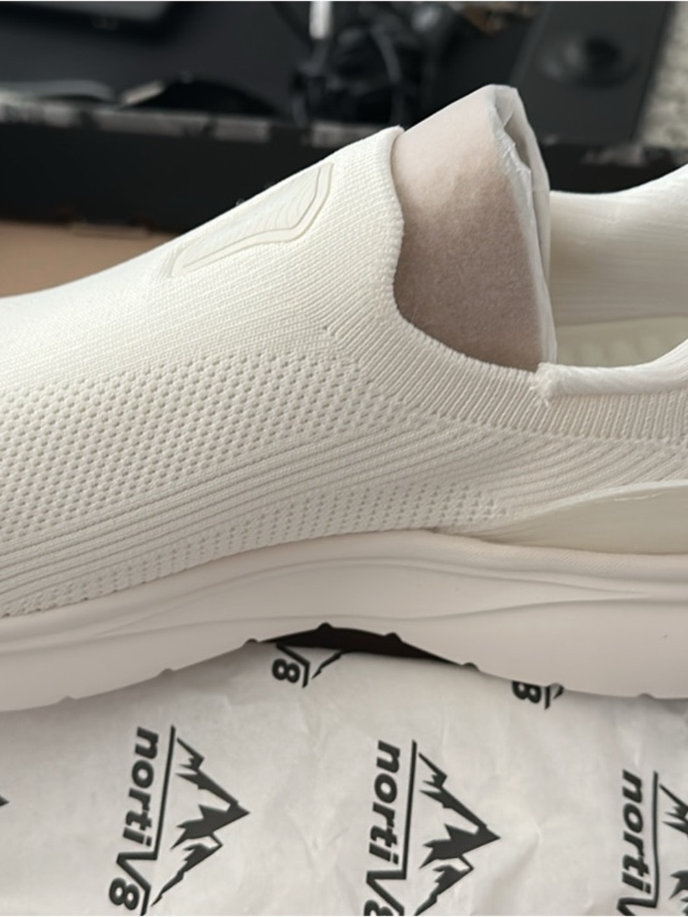 Women's White Slip-On Knit Sneakers